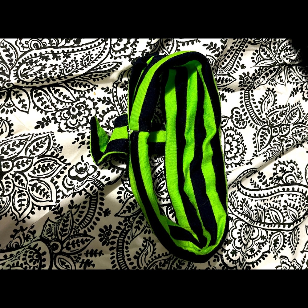 Thrifted headband green and black stripe